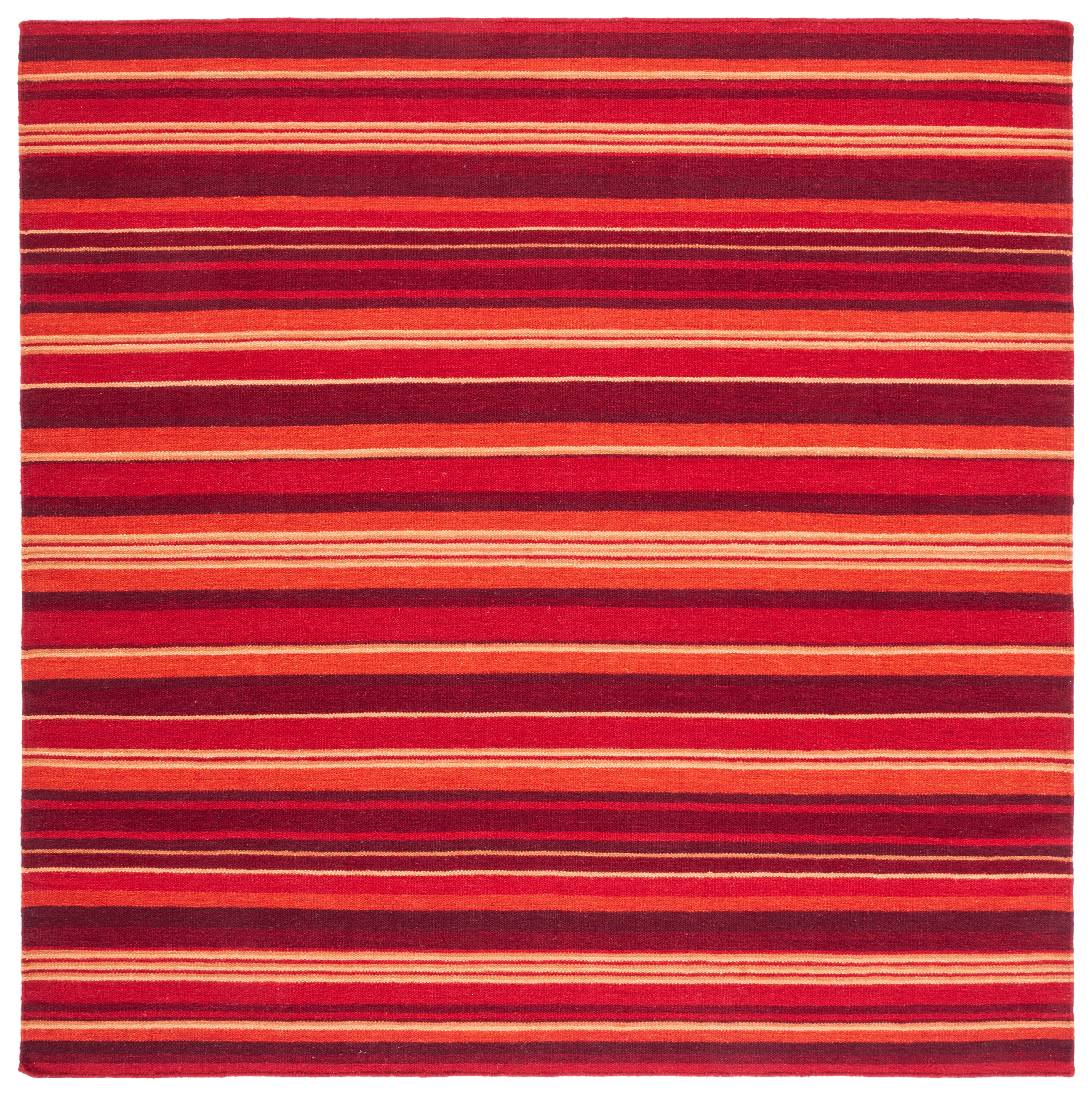 SAFAVIEH Striped Kilim Colbert Striped Area Rug, Red, 7' x 7' Square