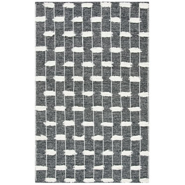 SAFAVIEH Striped Kilim Delaney Striped Area Rug, Black/Ivory, 8' x 10'