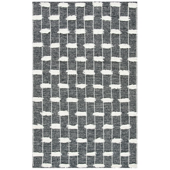 SAFAVIEH Striped Kilim Delaney Striped Area Rug, Black/Ivory, 9' x 12'