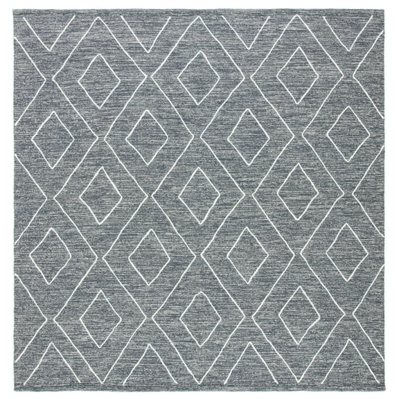 SAFAVIEH Striped Kilim Dev Diamond Area Rug, Dark Grey, 7' x 7' Square