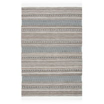 SAFAVIEH Striped Kilim Drummond Striped Polyester Area Rug, Black/Ivory, 8' x 10'
