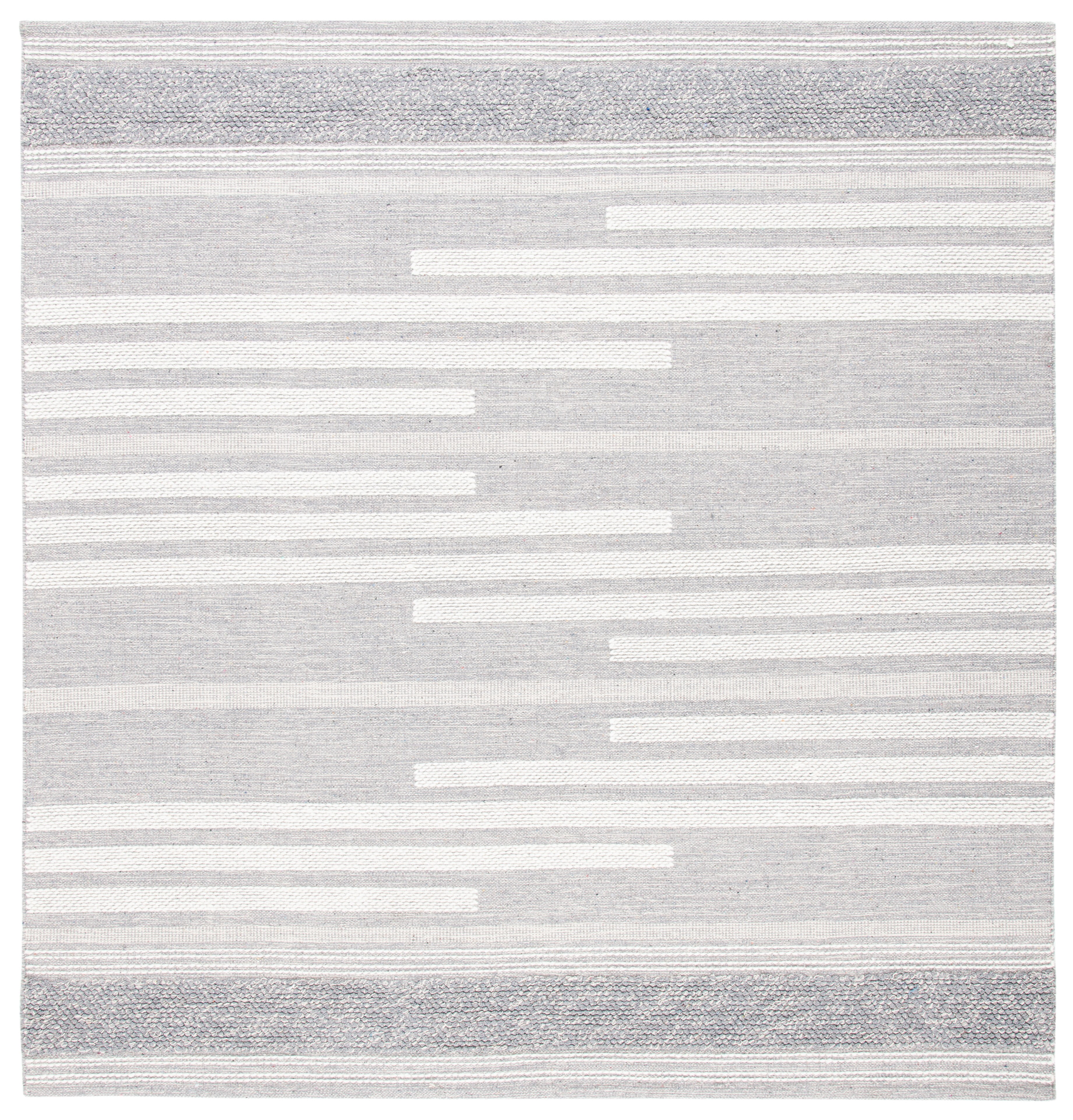 SAFAVIEH Striped Kilim Eamon Striped Area Rug, Silver/Grey, 7' x 7' Square