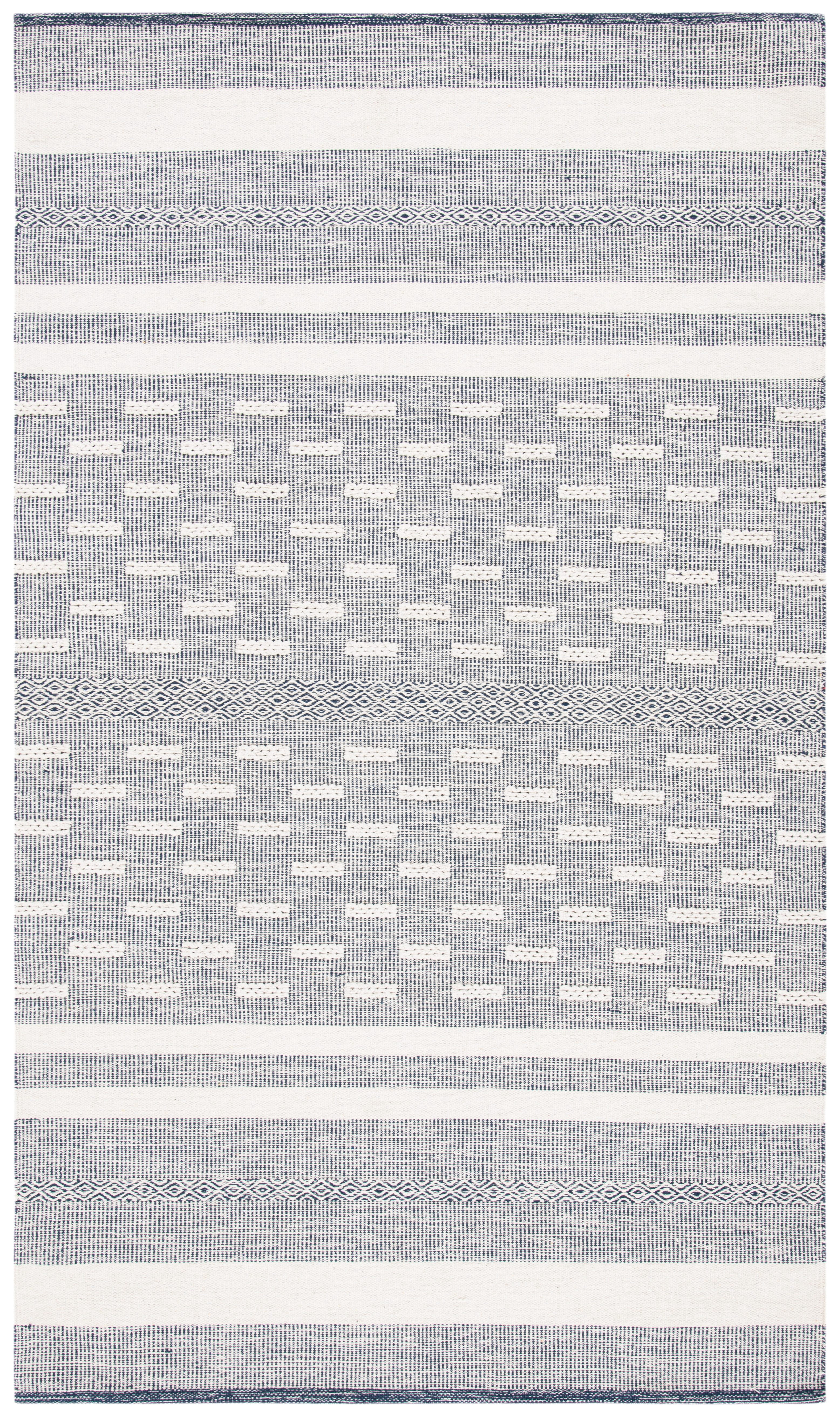 SAFAVIEH Striped Kilim Ekaterina Striped Cotton Area Rug, Navy/Ivory, 3' x 5'