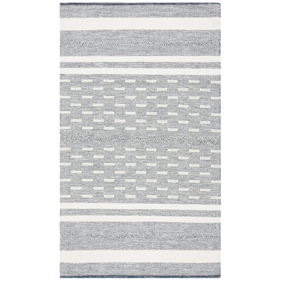 SAFAVIEH Striped Kilim Ekaterina Striped Cotton Area Rug, Navy/Ivory, 6' x 9'