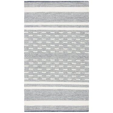 SAFAVIEH Striped Kilim Ekaterina Striped Cotton Area Rug, Navy/Ivory, 8' x 10'