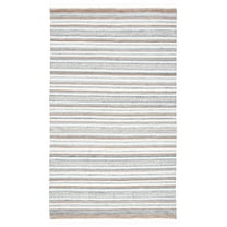 SAFAVIEH Striped Kilim Evren Striped Polyester Area Rug, Grey/Ivory, 8' x 10'