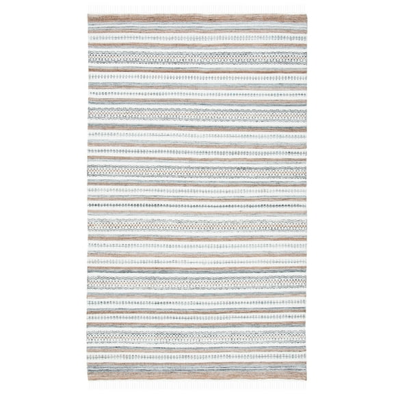 SAFAVIEH Striped Kilim Evren Striped Polyester Area Rug, Grey/Ivory, 8' x 10'