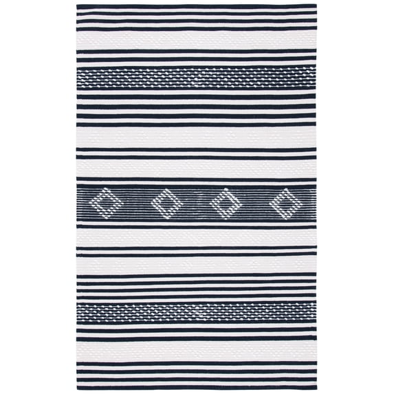 SAFAVIEH Striped Kilim Fergal Striped Area Rug, Black/Ivory, 6' x 9'