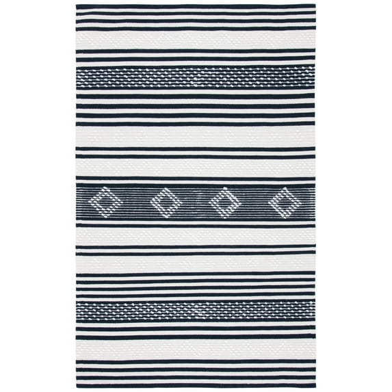 SAFAVIEH Striped Kilim Fergal Striped Area Rug, Black/Ivory, 9' x 12'