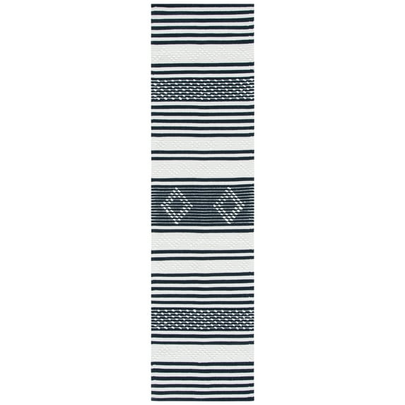 SAFAVIEH Striped Kilim Fergal Striped Runner Rug, Black/Ivory, 2'3" x 11'7"