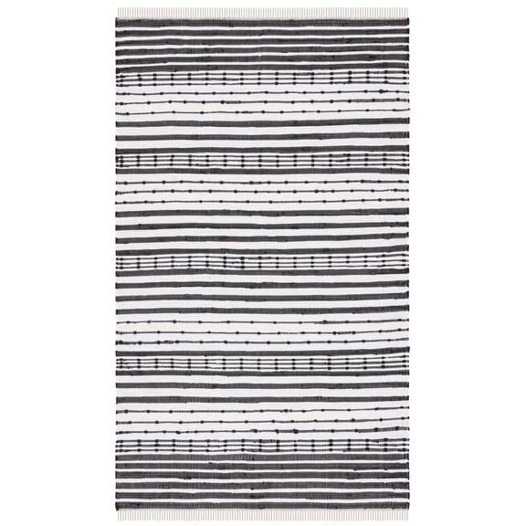 SAFAVIEH Striped Kilim Feride Striped Cotton Area Rug, Black/Ivory, 3' x 5'