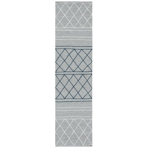 SAFAVIEH Striped Kilim Forrester Striped Runner Rug, Silver/Grey, 2'3" x 9'