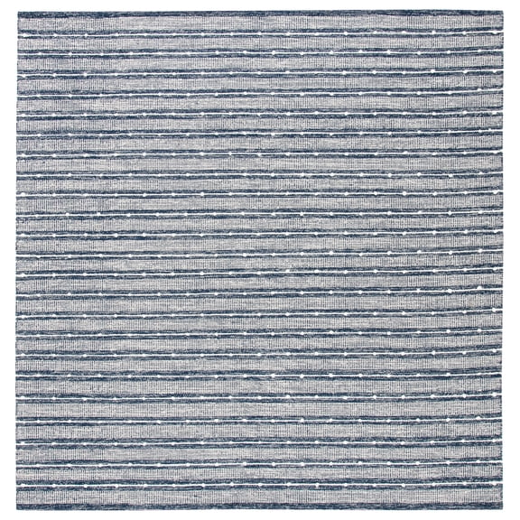 SAFAVIEH Striped Kilim Francine Striped Area Rug, Navy/Blue, 7' x 7' Square