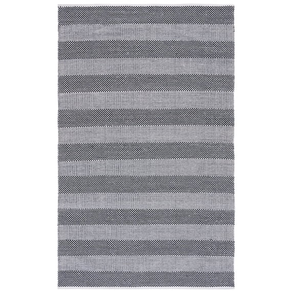 SAFAVIEH Striped Kilim Hilbert Striped Cotton Area Rug, Ivory/Black, 3' x 5'