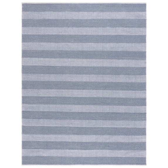 SAFAVIEH Striped Kilim Hilbert Striped Cotton Area Rug, Ivory/Blue, 8' x 10'