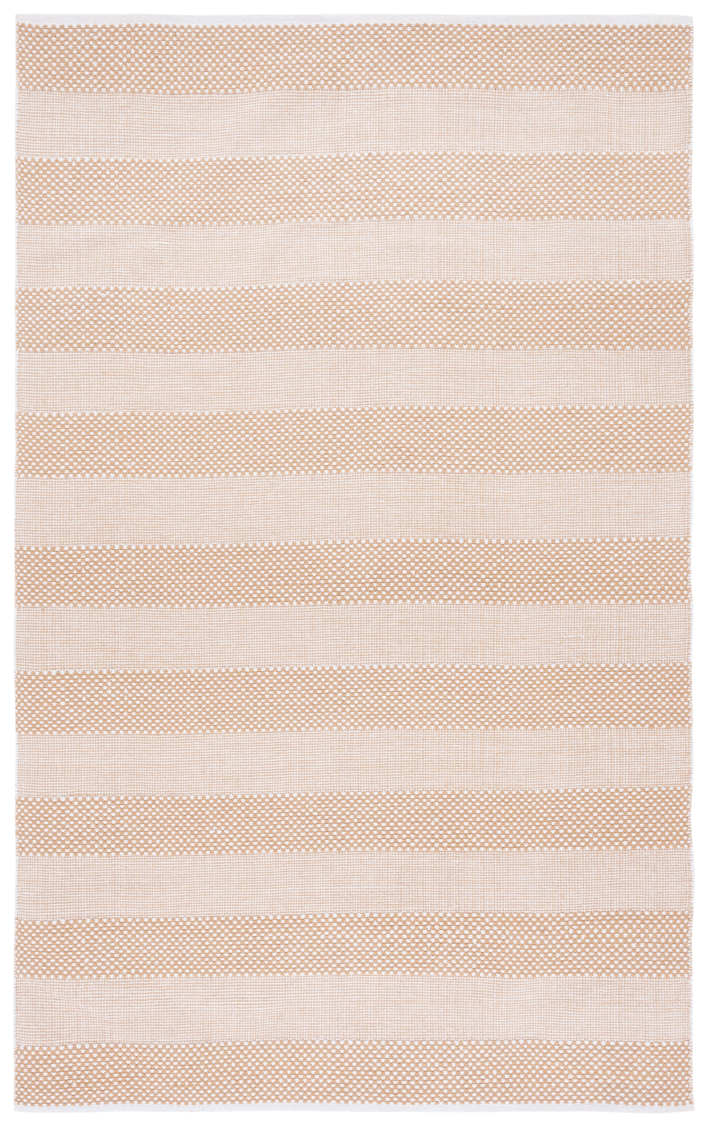 Ivory and Gold Striped Flat Woven Wool Cotton Area Rug 3'x5'