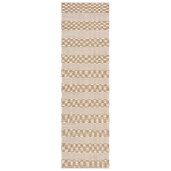 SAFAVIEH Striped Kilim Hilbert Striped Cotton Runner Rug, Ivory/Gold, 2'3" x 8'