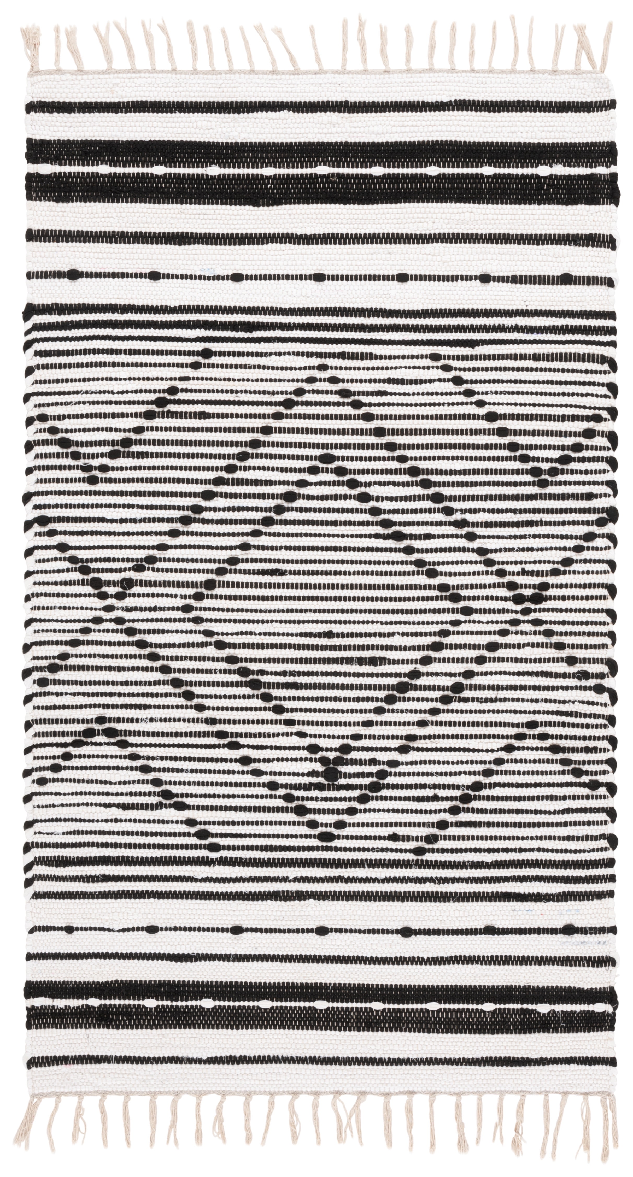 SAFAVIEH Striped Kilim Isaija Striped Cotton Area Rug, Black/Ivory, 4' x 6'