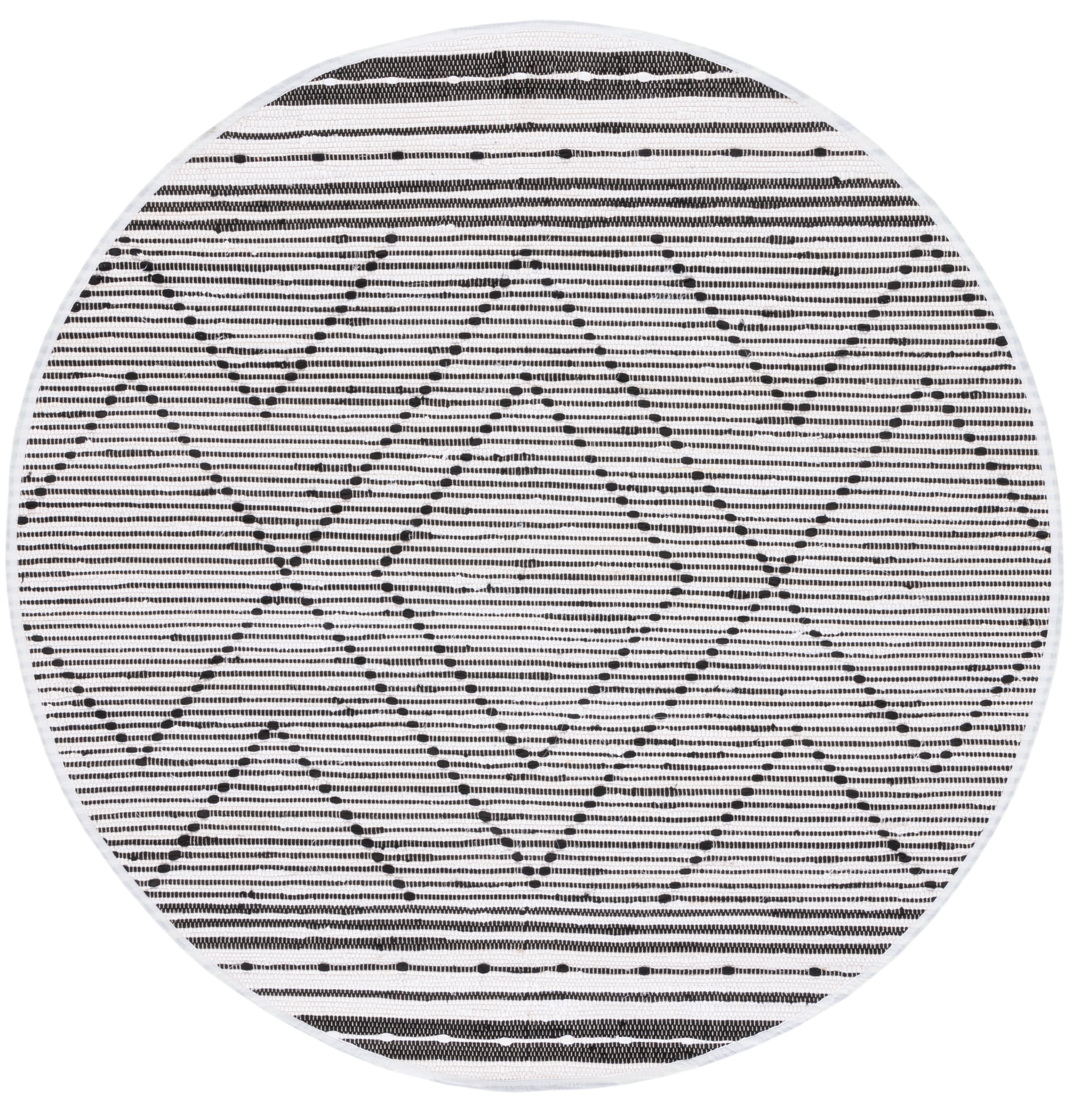 SAFAVIEH Striped Kilim Isaija Striped Cotton Area Rug, Black/Ivory, 6' x 6' Round
