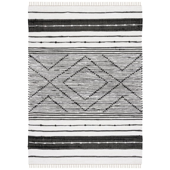 SAFAVIEH Striped Kilim Isaija Striped Cotton Area Rug, Black/Ivory, 8' x 10'