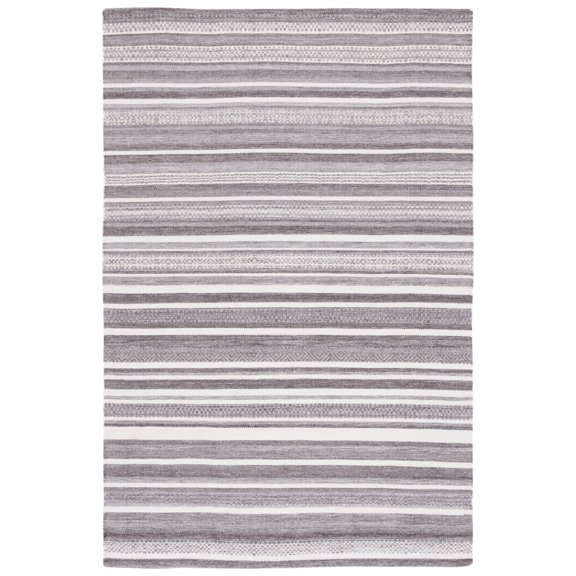 SAFAVIEH Striped Kilim Janel Striped Polyester Area Rug, Grey/Ivory, 4' x 6'