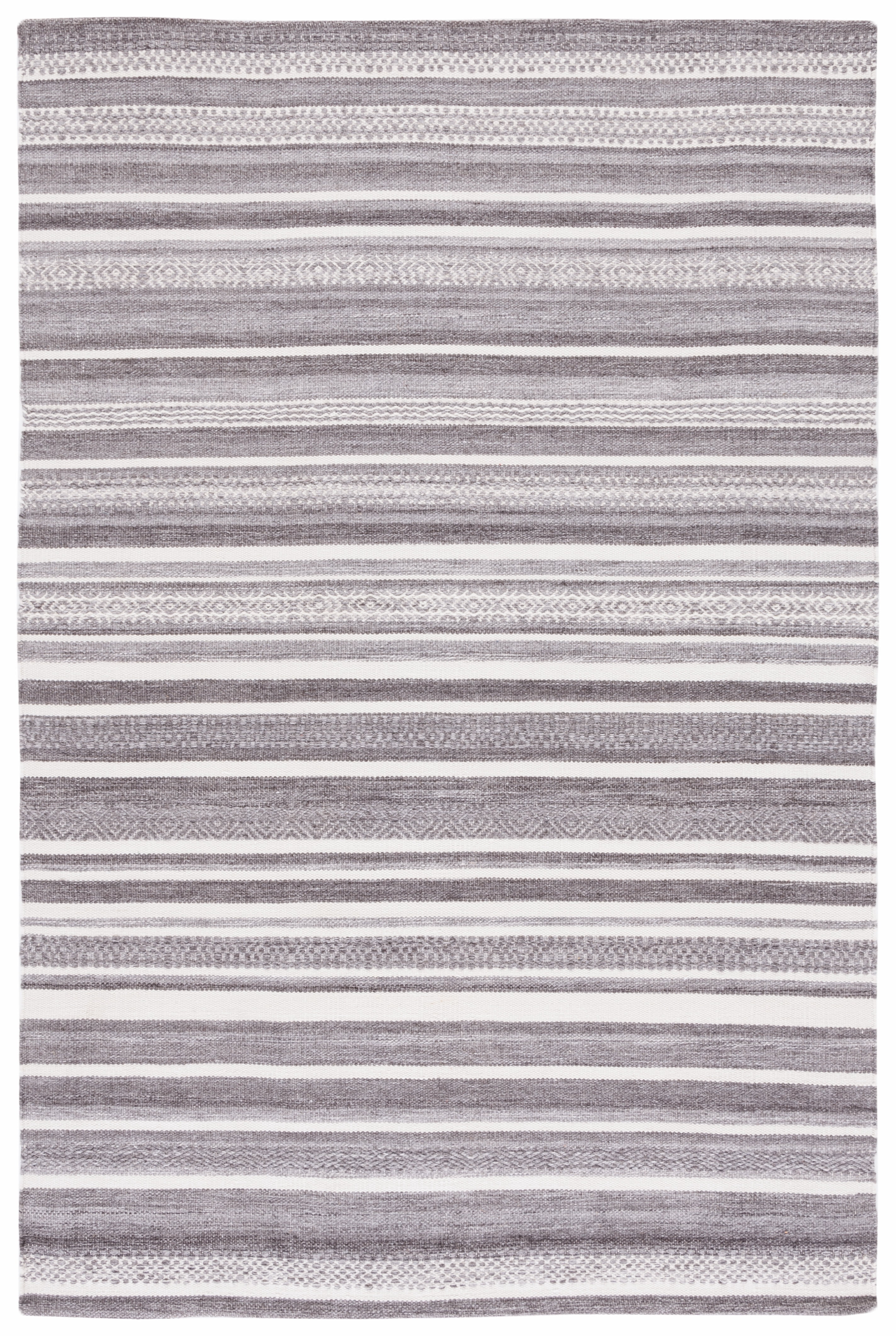 SAFAVIEH Striped Kilim Janel Striped Polyester Area Rug, Grey/Ivory, 5' x 8'
