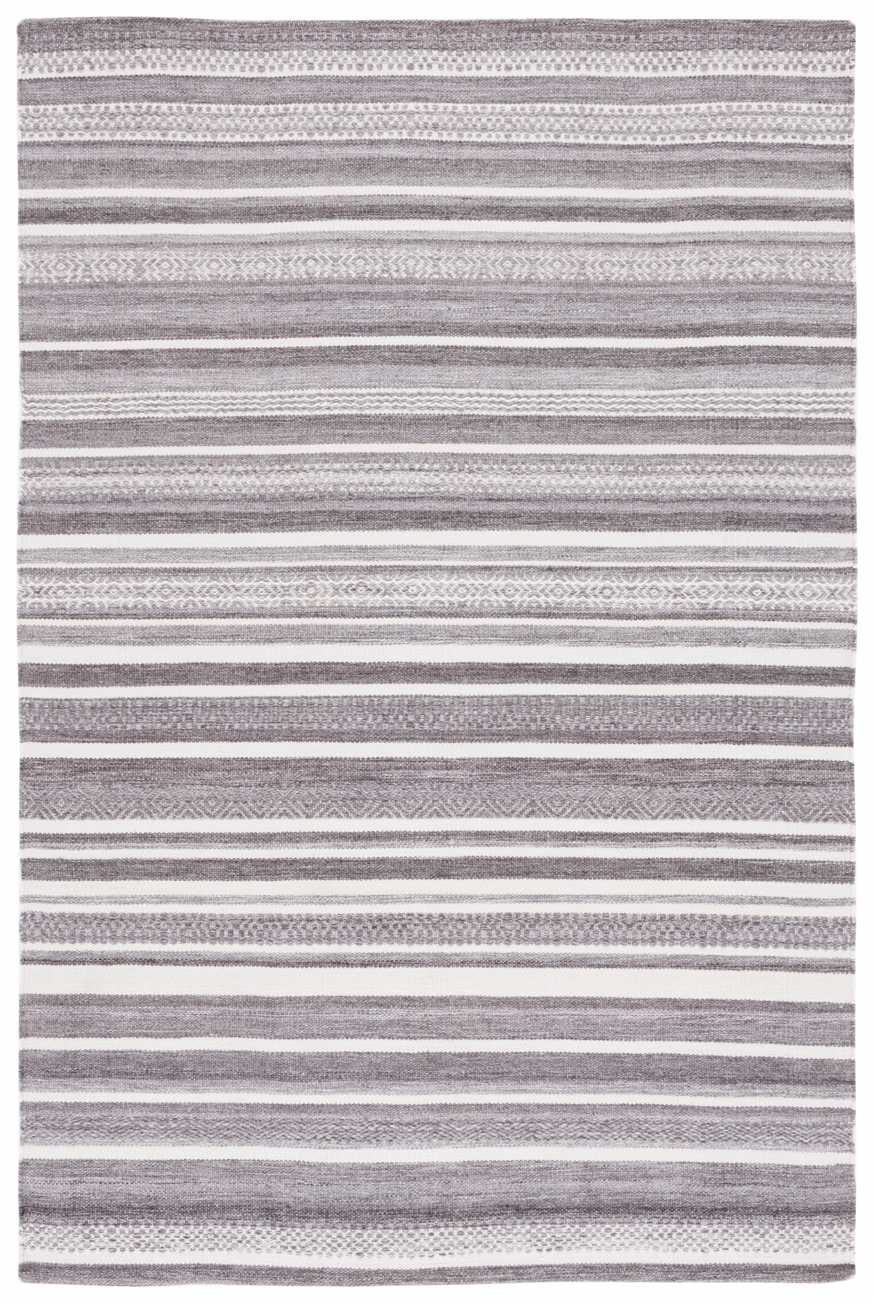 SAFAVIEH Striped Kilim Janel Striped Polyester Area Rug, Grey/Ivory, 8' x 10'