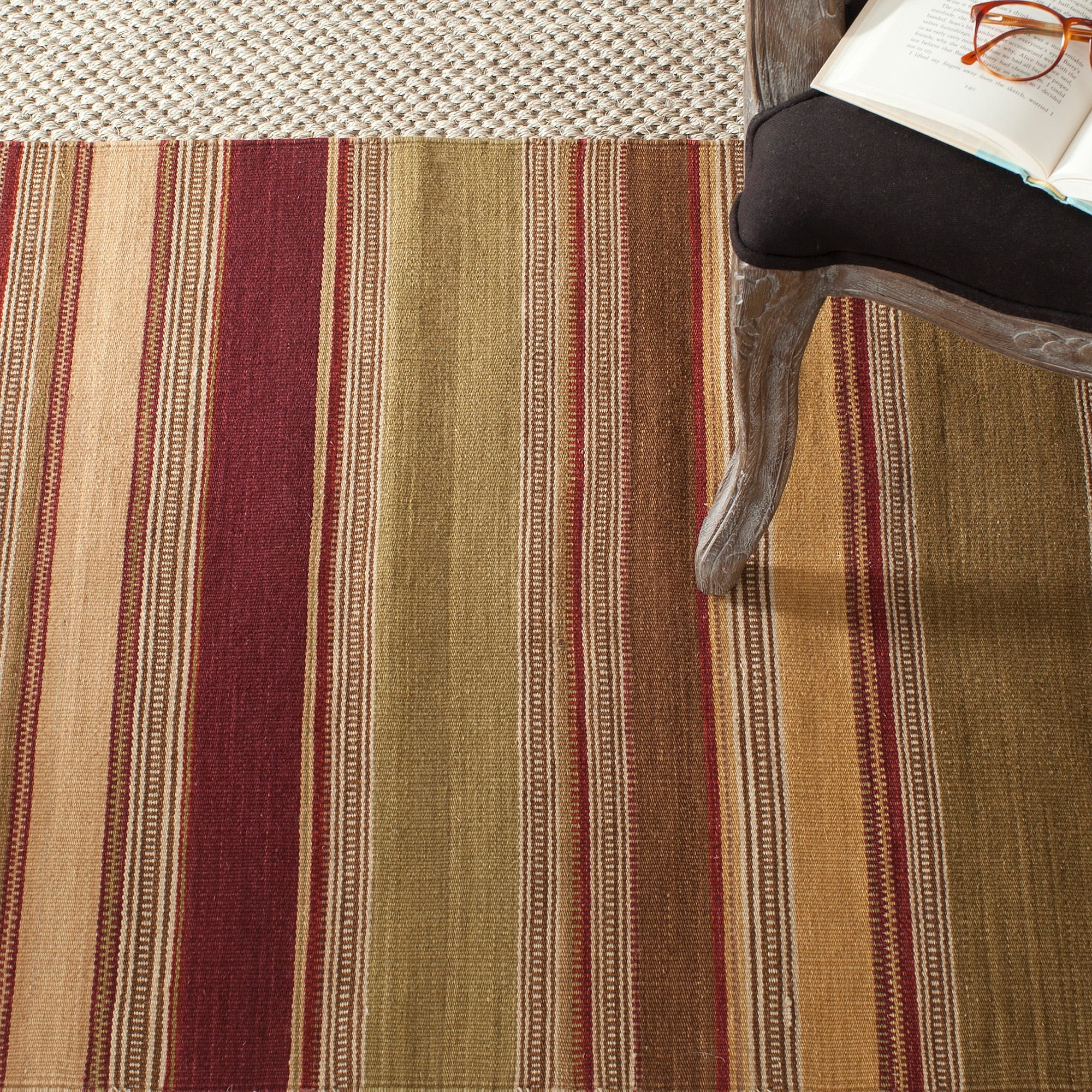 Handmade Red Striped Wool Kilim Area Rug 2'6" x 4'