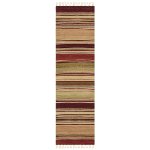 SAFAVIEH Striped Kilim Joey Striped Runner Rug, Red, 2'3" x 8'