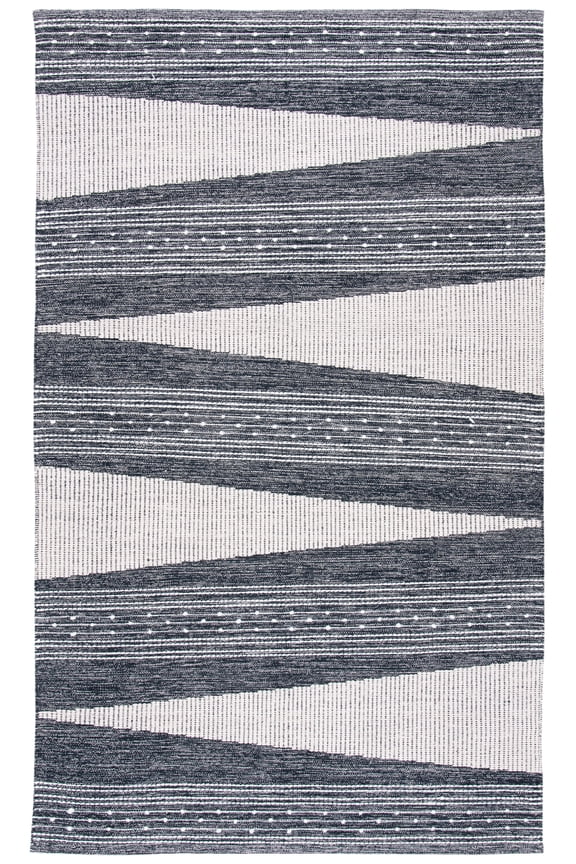 Striped Kilim Juniper Striped Area Rug, Black/Ivory, 4' x 6'