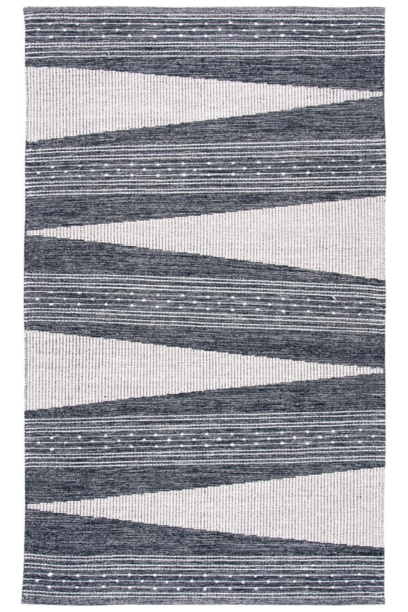 Striped Kilim Juniper Striped Area Rug, Black/Ivory, 5' x 8'
