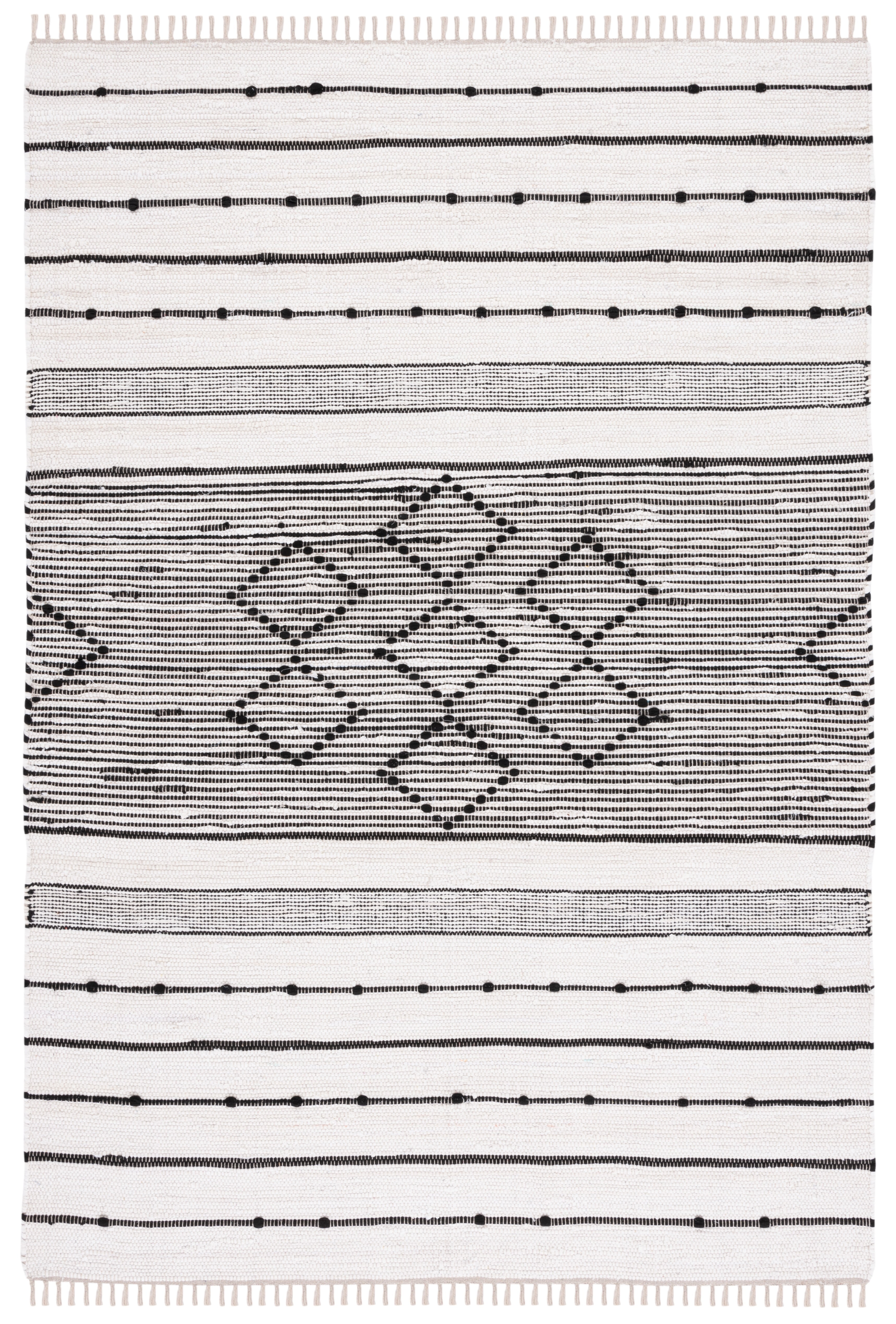 SAFAVIEH Striped Kilim Kalysta Striped Cotton Area Rug, Ivory/Black, 4' x 6'