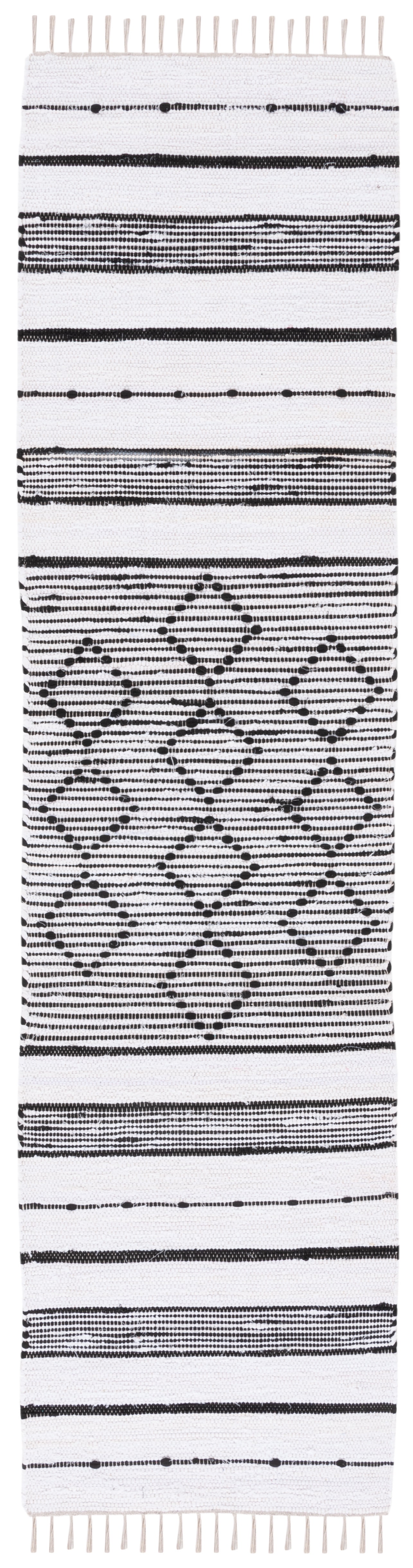 SAFAVIEH Striped Kilim Kalysta Striped Cotton Runner Rug, Ivory/Black, 2'3" x 9'