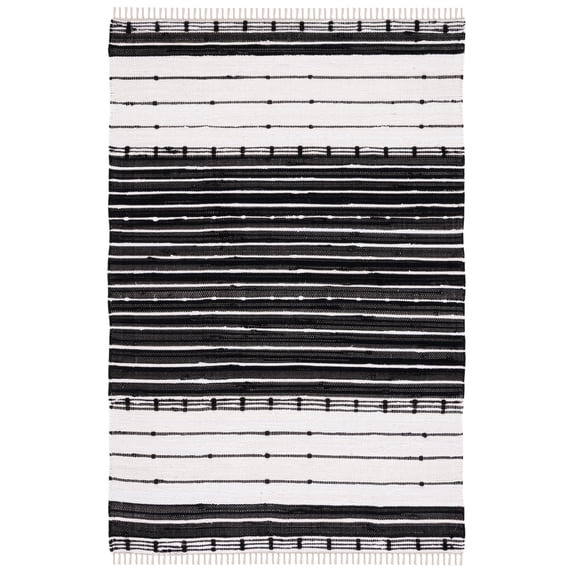 SAFAVIEH Striped Kilim Kent Striped Cotton Area Rug, Black/Ivory, 8' x 10'