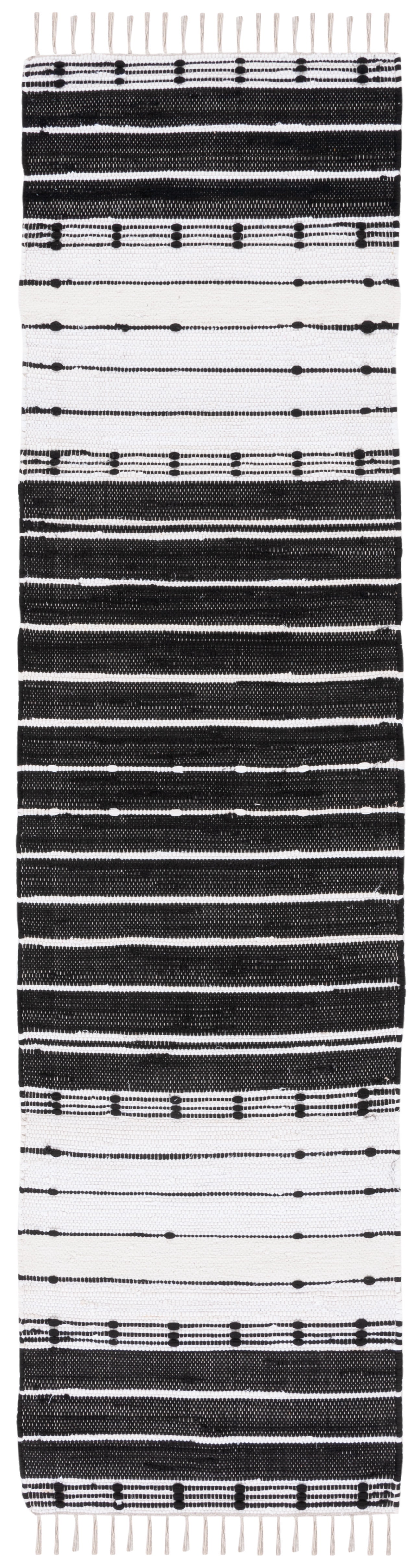 SAFAVIEH Striped Kilim Kent Striped Cotton Runner Rug, Black/Ivory, 2'3 ...
