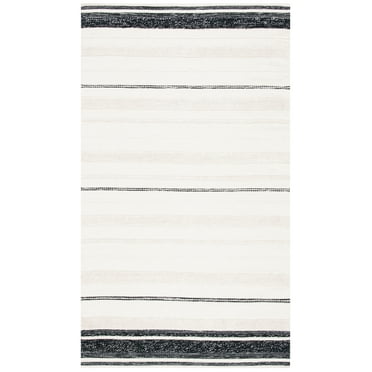 SAFAVIEH Striped Kilim Kevin Striped Cotton Area Rug, Ivory/Black, 8' x 10'