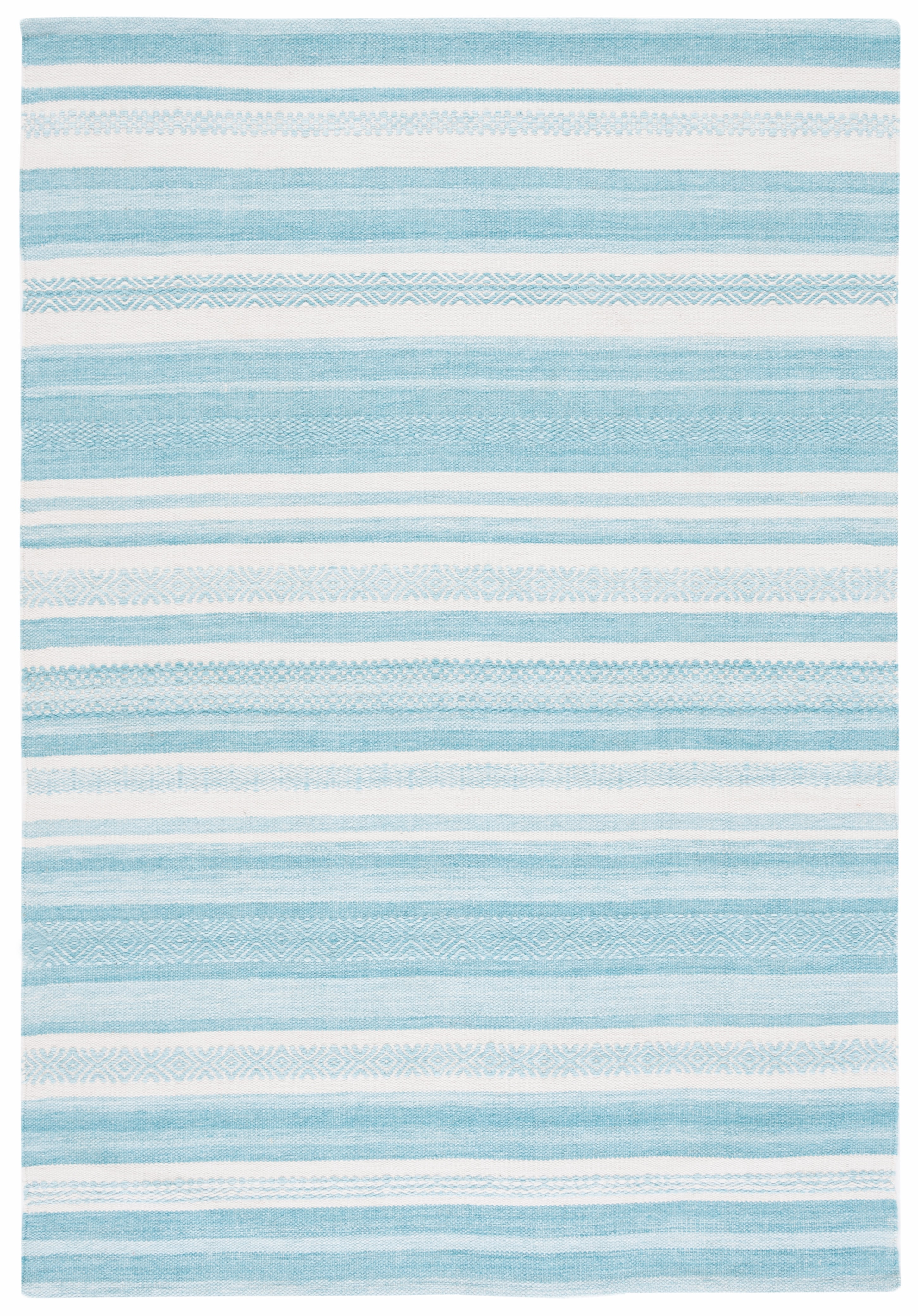 SAFAVIEH Striped Kilim Leo Striped Polyester Area Rug, Turquoise/Ivory, 4' x 6'