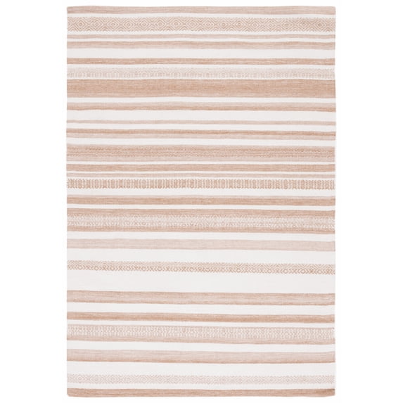 SAFAVIEH Striped Kilim Linda Striped Polyester Area Rug, Beige/Ivory, 4' x 6'