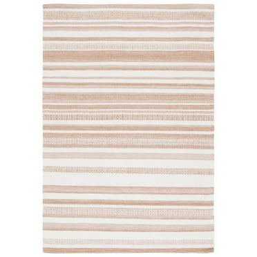 SAFAVIEH Striped Kilim Linda Striped Polyester Area Rug, Beige/Ivory, 8' x 10'
