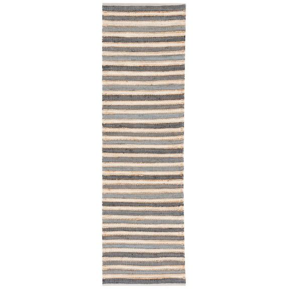 SAFAVIEH Striped Kilim Lorcan Striped Runner Rug, Charcoal/Ivory, 2'3" x 8'