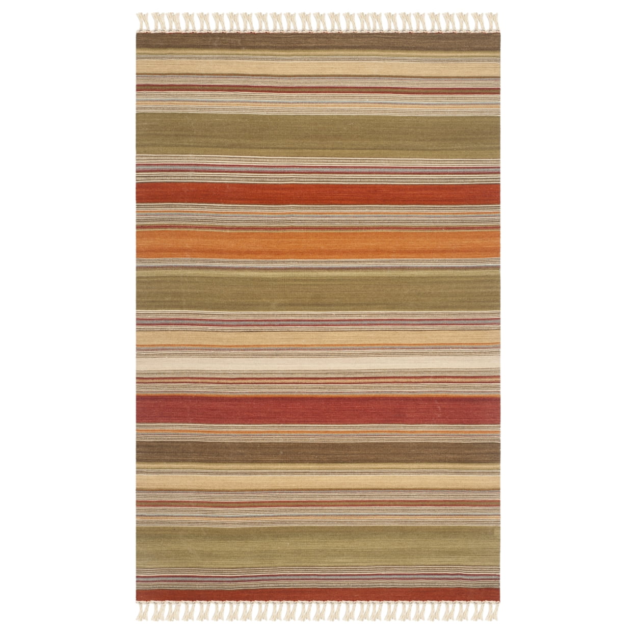 Handmade Multicolor Wool Striped 5' x 8' Area Rug