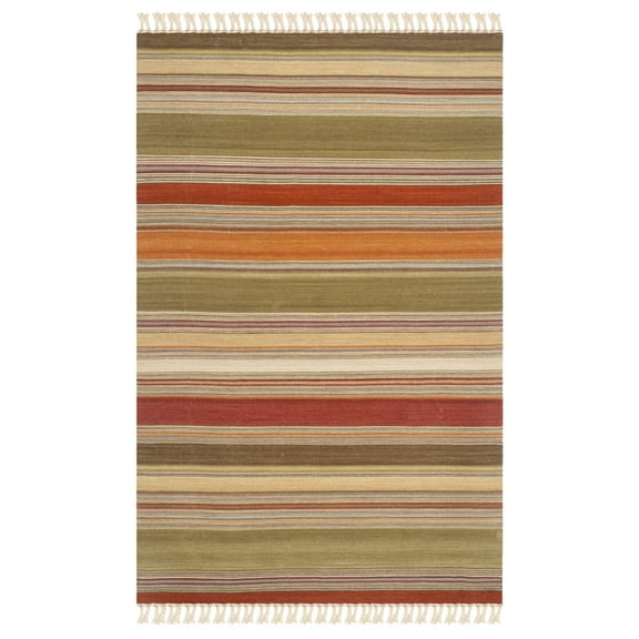 SAFAVIEH Striped Kilim Majorie Wool Area Rug, Green, 5' x 8'