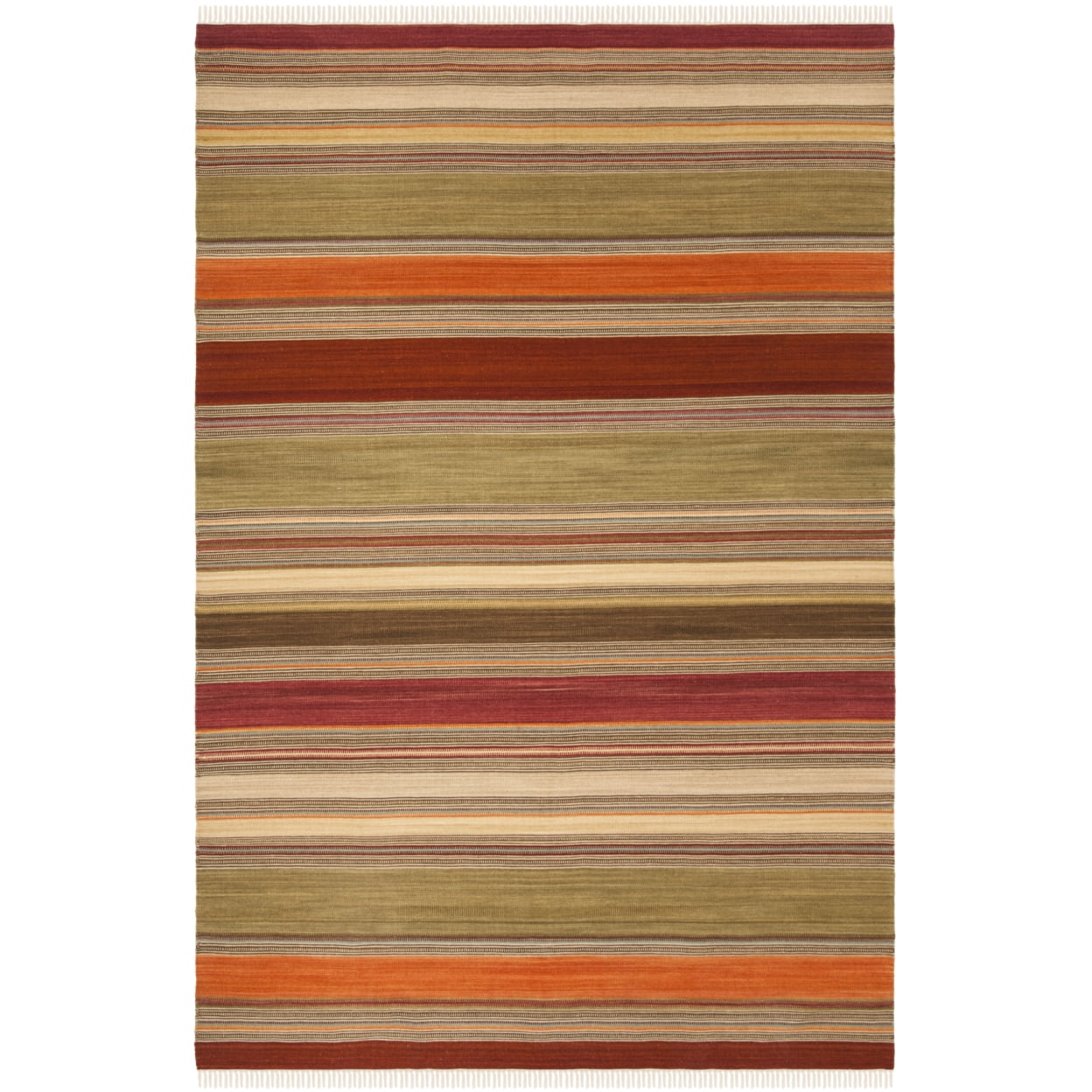 Handmade Striped Kilim 6' x 9' Wool and Synthetic Area Rug