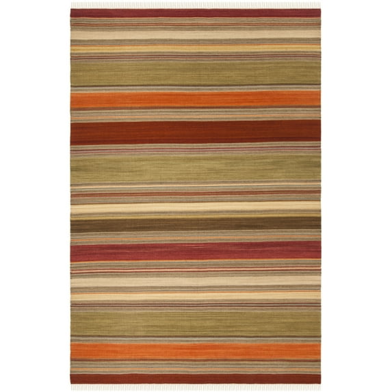 SAFAVIEH Striped Kilim Majorie Wool Area Rug, Green, 6' x 9'