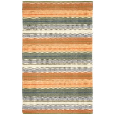 SAFAVIEH Striped Kilim Mariko Striped Cotton Area Rug, Gold/Grey, 5' x 8'