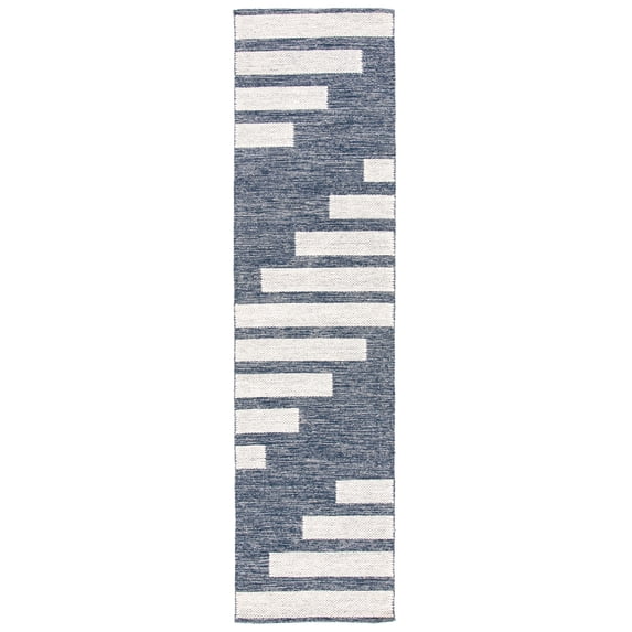 SAFAVIEH Striped Kilim Meriel Striped Runner Rug, Navy/Ivory, 2'3" x 5'