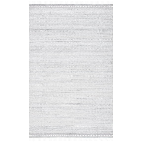 SAFAVIEH Striped Kilim Mihaela Striped Polyester Area Rug, Grey/Ivory, 6' x 9'