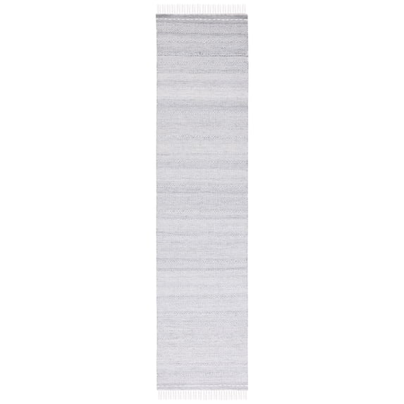 SAFAVIEH Striped Kilim Mihaela Striped Polyester Runner Rug, Grey/Ivory, 2'3" x 9'