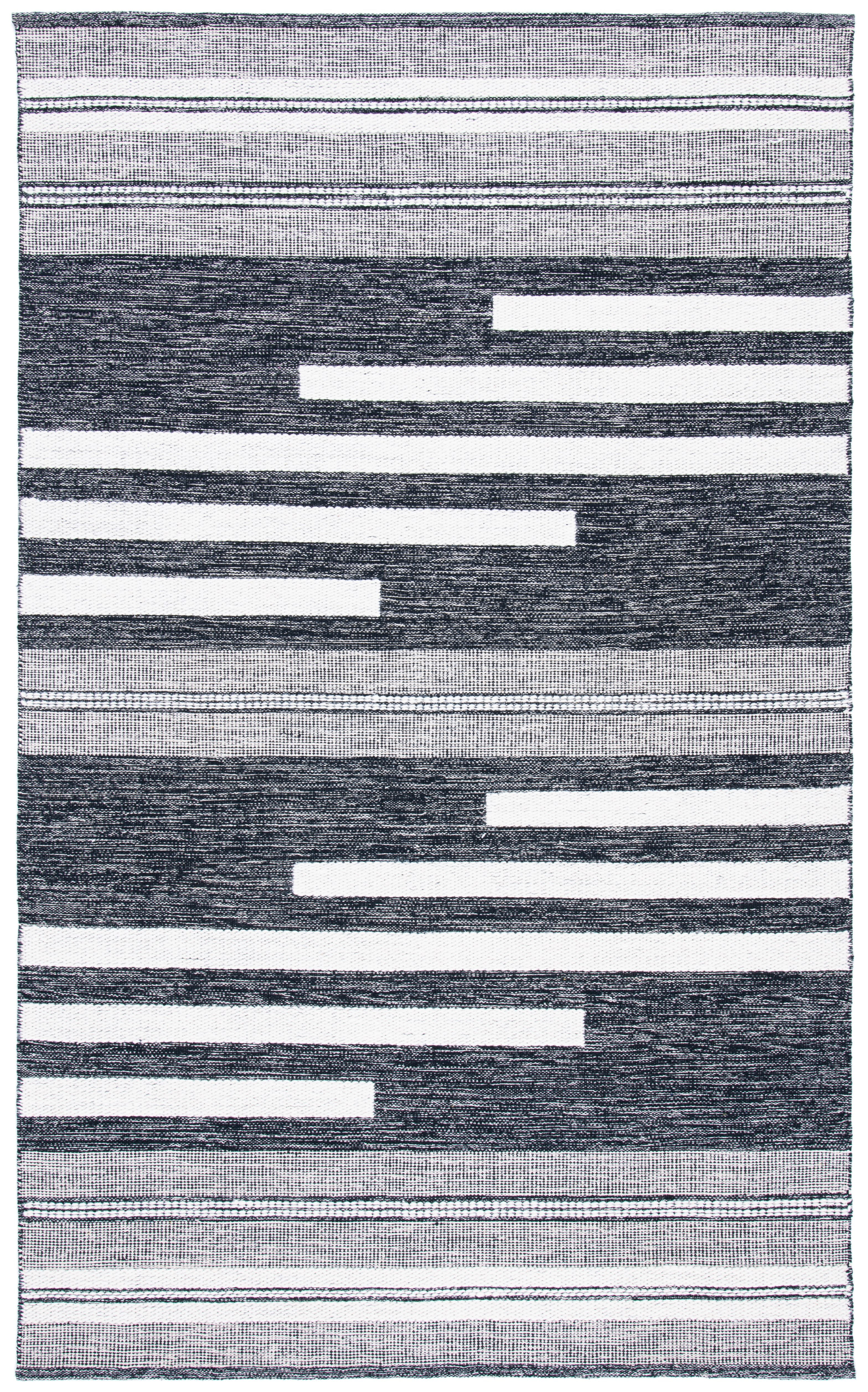 Southwestern Vibe Ivory & Black Wool Kilim Rug - 9' x 12'