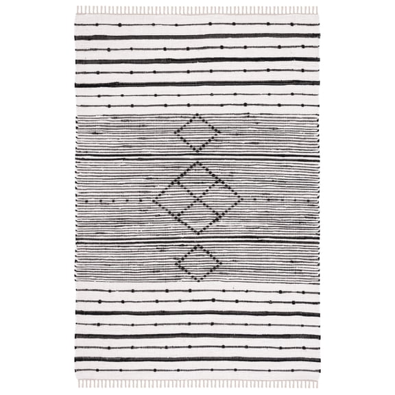 SAFAVIEH Striped Kilim Paulino Striped Cotton Area Rug, Ivory/Black, 4' x 6'